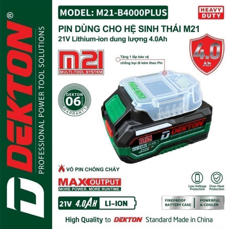 Pin 21V Dekton M21-B4000Plus 10cell 4Ah