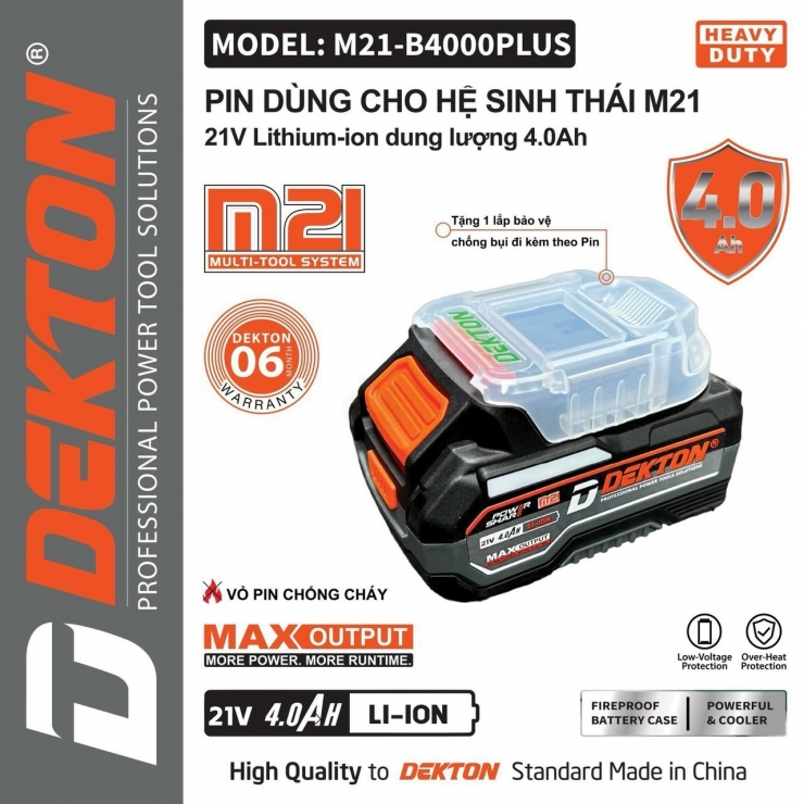 Pin 21V Dekton M21-B4000Plus 10cell 4Ah