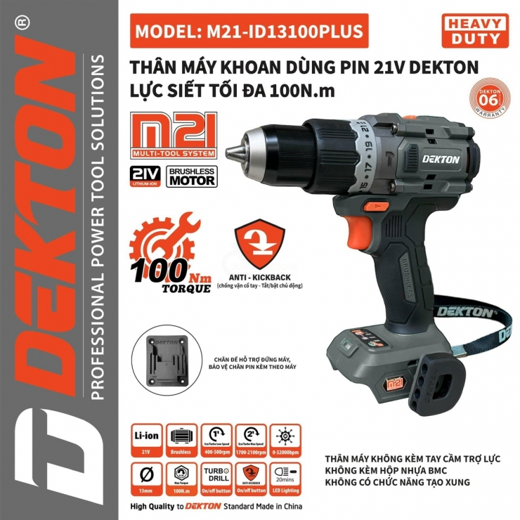 Máy khoan động lực Pin 21V Dekton M21-ID13100Plus 