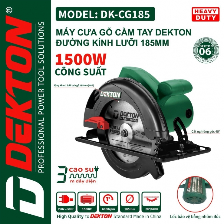 Máy cưa gỗ 1500W Dekton DK-CG185