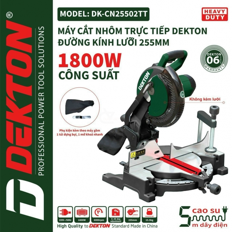 Máy cắt nhôm gỗ 255mm Dekton DK-CN25502TT dòng cao cấp