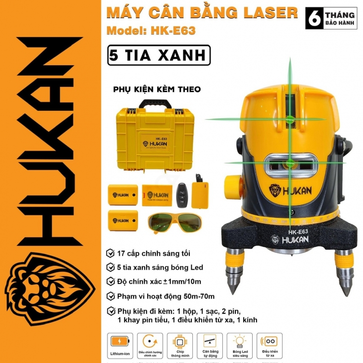 Máy cân bằng Laser 5 tia xanh Hukan HK-E63