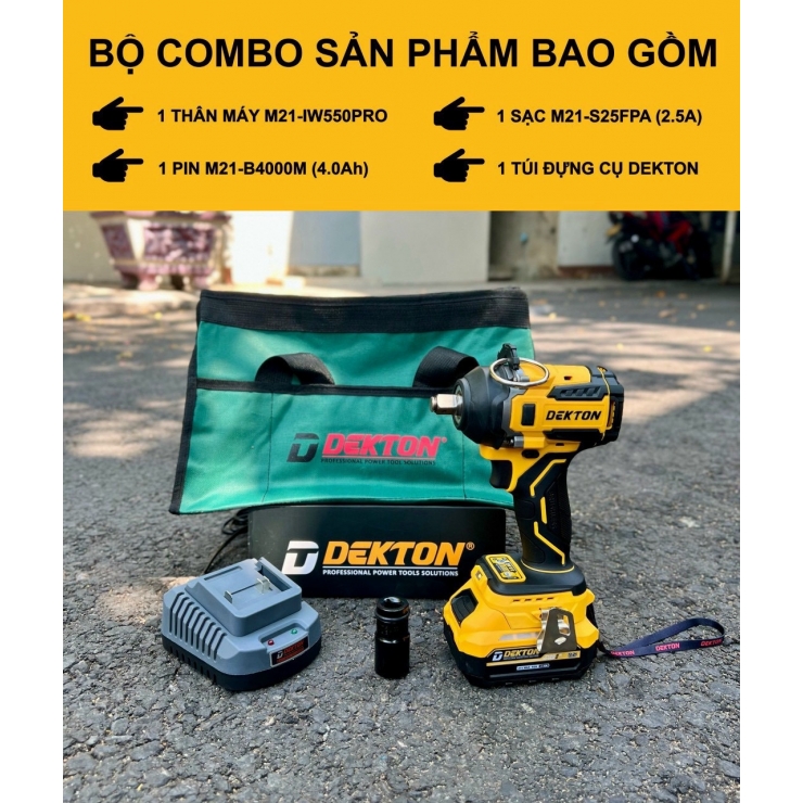 Combo Máy Siết Bulong Pin Dekton M21-IW550PRO