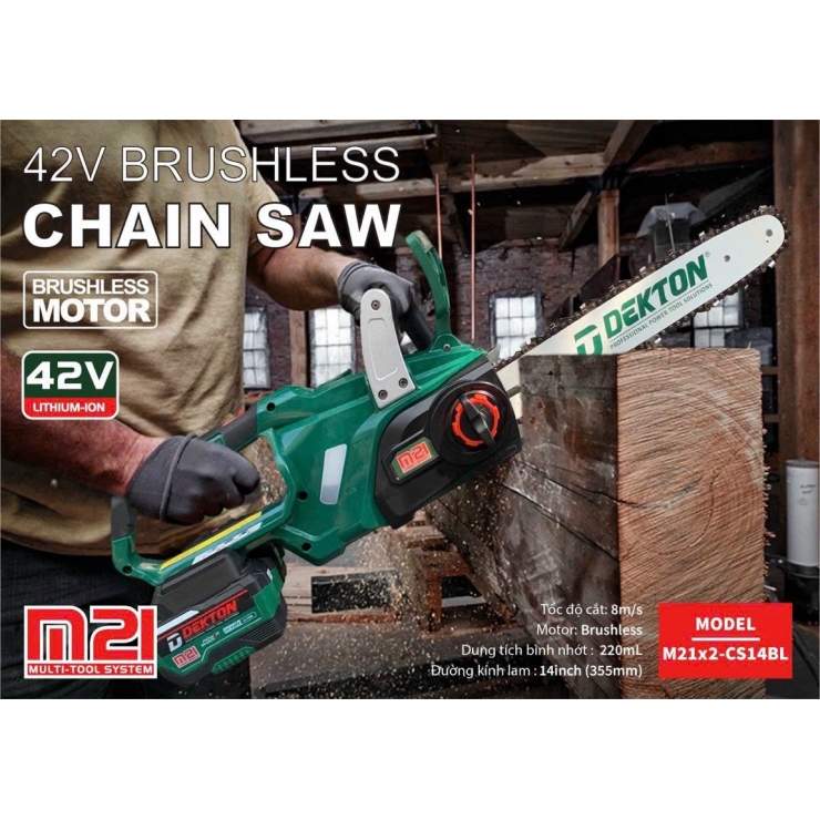 Máy Cưa Xích Dùng Pin 42V Dekton M21x2-CS14BL (Chưa Pin & Sạc)