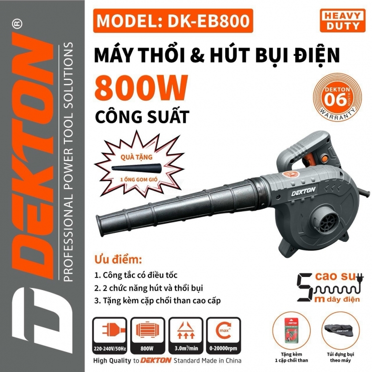 Máy Thổi Và Hút Bụi Điện Dekton DK-EB800 800W