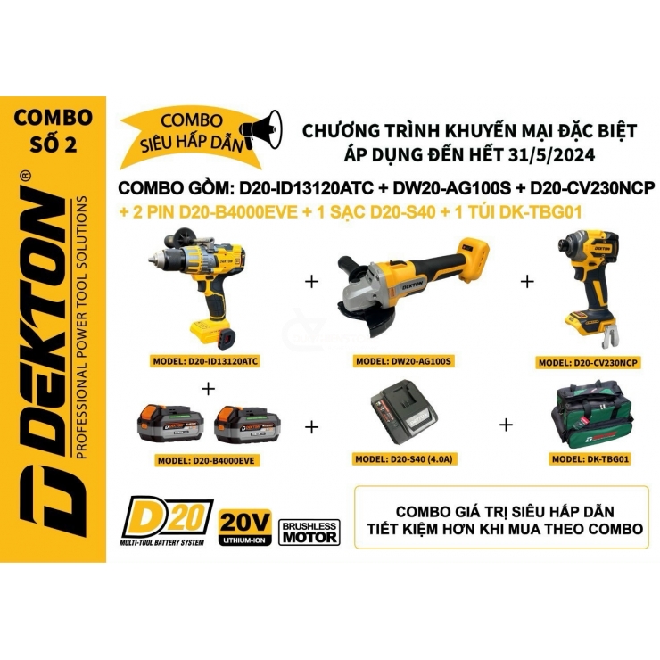 Combo Máy Khoan Pin Dekton M21-ID13100PLUS