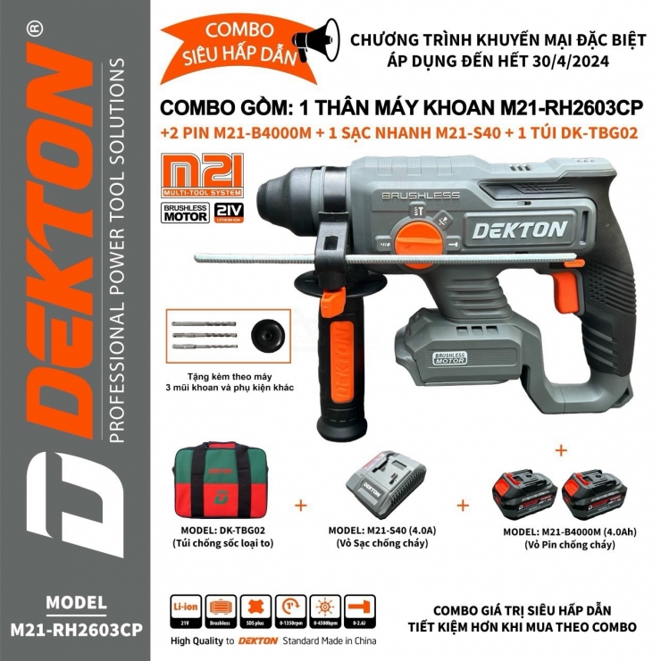 Combo Máy Khoan Pin Dekton M21-ID13100PLUS