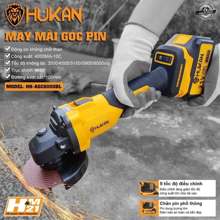 Máy Mài Pin Hukan HK-AGC8000BL ( 5 Cấp Chỉnh Tốc ) 