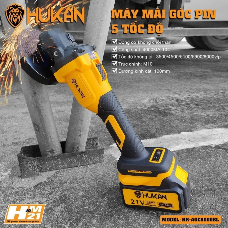 Máy Mài Pin Hukan HK-AGC8000BL ( 5 Cấp Chỉnh Tốc ) 