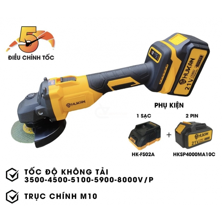 Combo Máy Mài Pin  Hukan HK-AGC8000BL ( 5 Cấp Chỉnh Tốc )