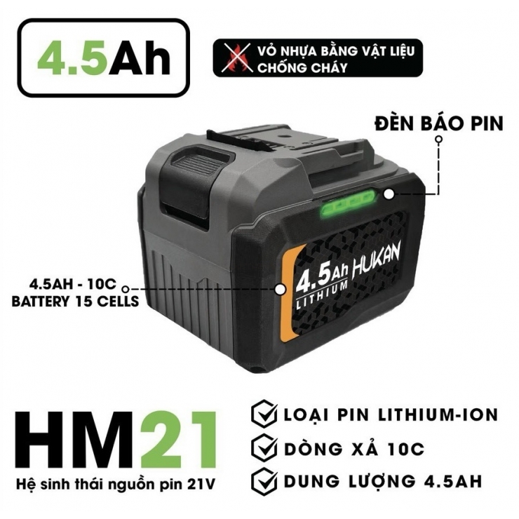 Pin 21V Hukan HM21-G2-FX15C4500 (15Cell 4.5Ah)