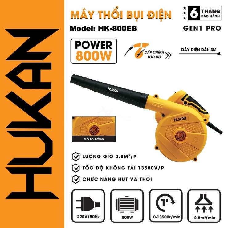 Máy thổi hút bụi Hukan HK-800EB  công suất lớn 800W