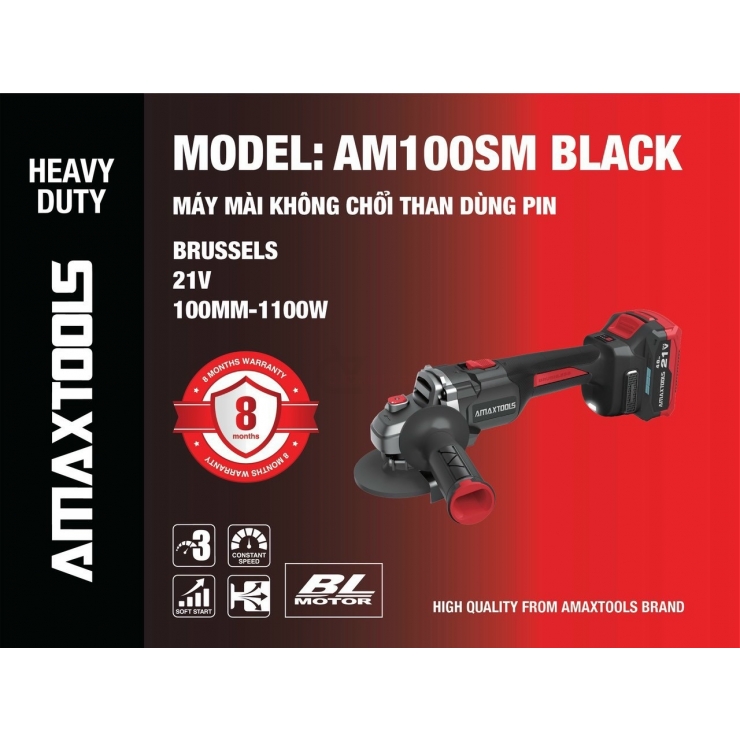 Máy mài Pin 21V Amaxtools AM100SM BLACK
