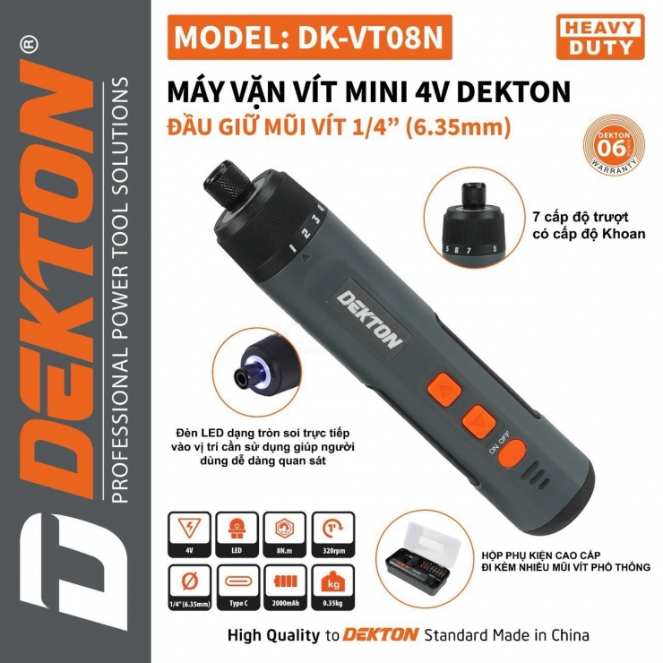 Máy vặn vít Pin Dekton DK-VT08N