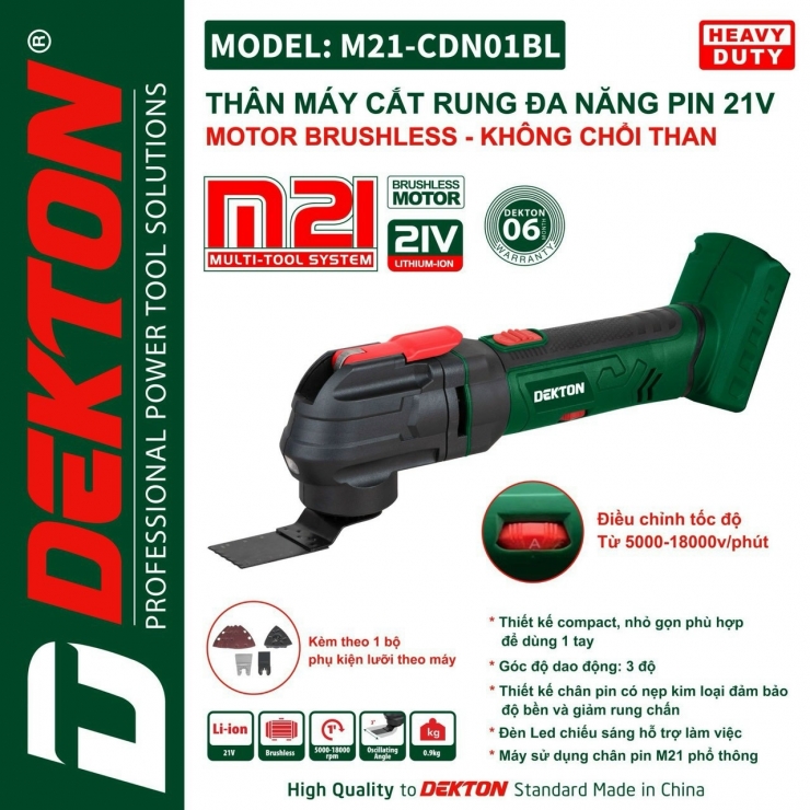 Máy cắt rung Pin 21V Dekton M21-CDN01BL Brushless