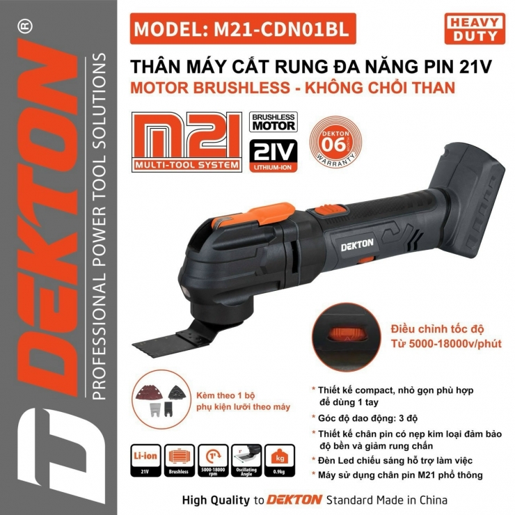 Máy cắt rung Pin 21V Dekton M21-CDN01BL Brushless