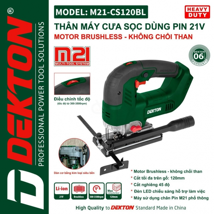 Máy cưa lọng Pin 21V Dekton M21-CS120BL Brushless
