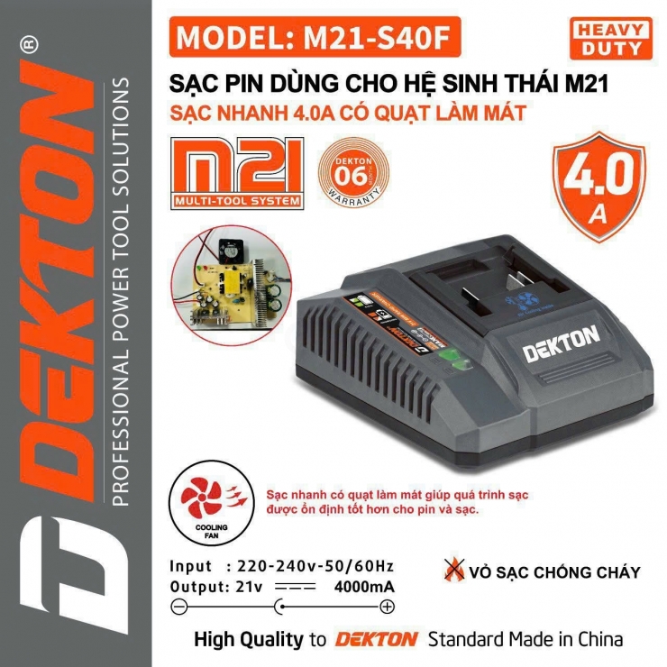 Đế sạc nhanh 4.0Ah Dekton M21-S40F 
