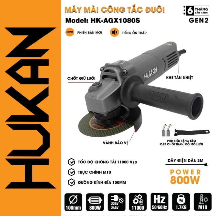 Máy Mài Công Tắc Đuôi Hukan HK-AGX1080S 800W