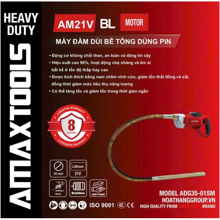 Thân máy đầm dùi Pin 21V Amaxtools AM21V ( chưa kèm dây , chưa Pin & Sạc )
