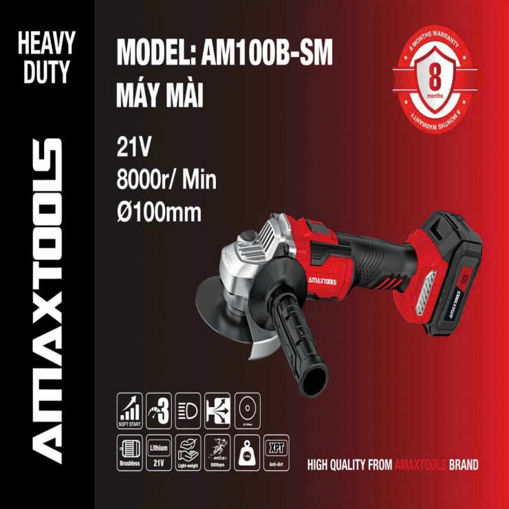 Máy mài Pin 21V Amaxtools AM100B-SM Brushless 