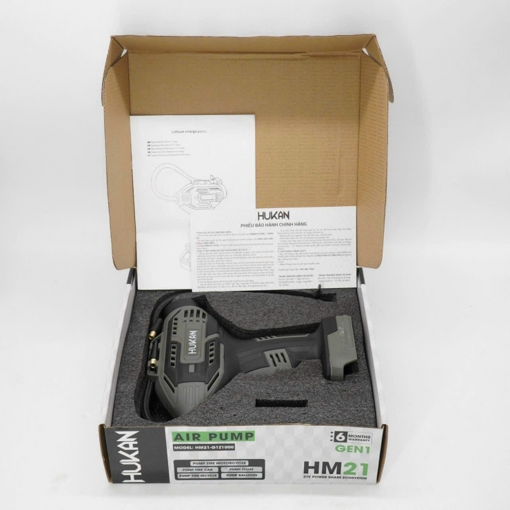 Máy bơm lốp xe Pin 21V Hukan HM21-G1-Z1000