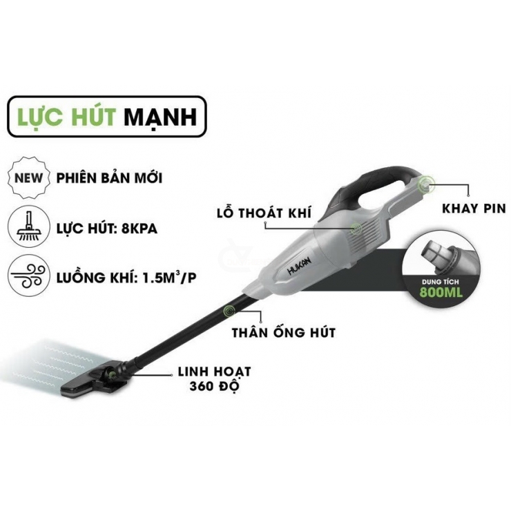 Thân Máy Hút Bụi Pin Hukan HM21-G1-HVC5050 ( Chưa Pin & Sạc )
