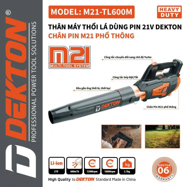 Máy thổi lá Pin 21V Dekton M21-TL600M Turbo