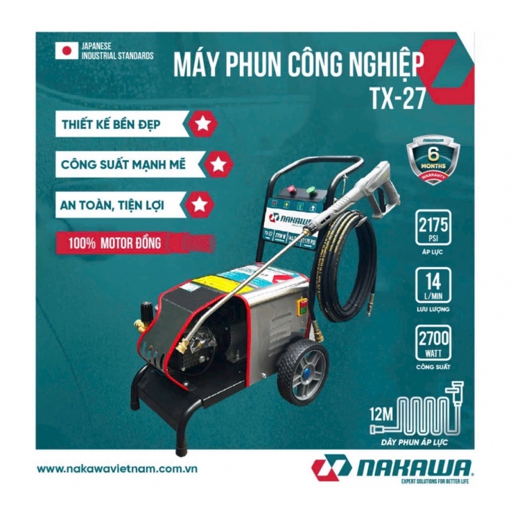 Máy Xịt Rửa Xe Cao Áp Nakawa TX-27 ( 2.7KW - 2175PSI )