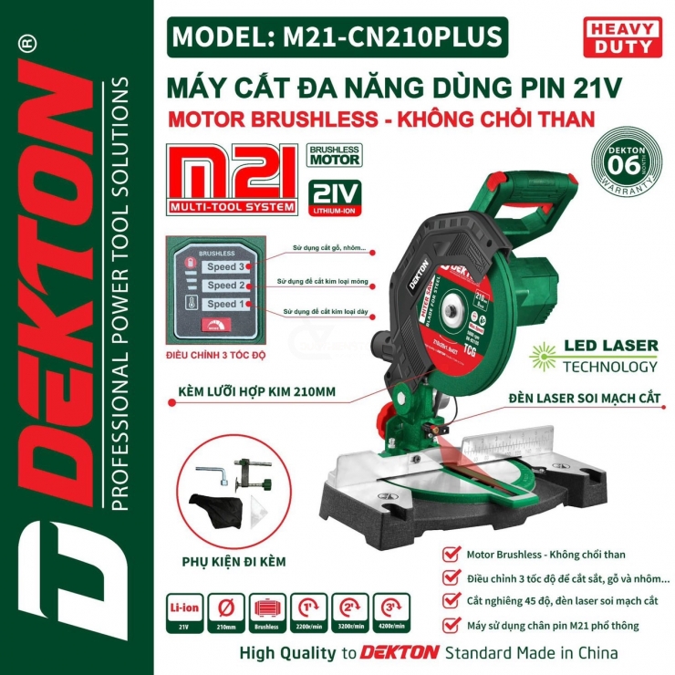 Máy cắt góc Pin 21V Dekton M21-CN210PLUS