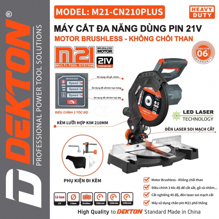 Máy cắt góc Pin 21V Dekton M21-CN210PLUS