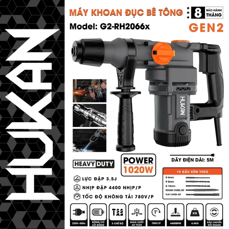 Máy khoan đục Hukan G2-RH2066x ( mũi 14mm )