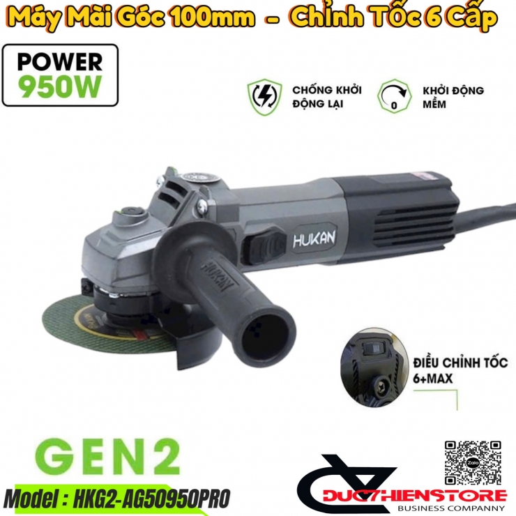 Máy mài góc 950W Hukan HKG2-AG50950Pro chỉnh tốc