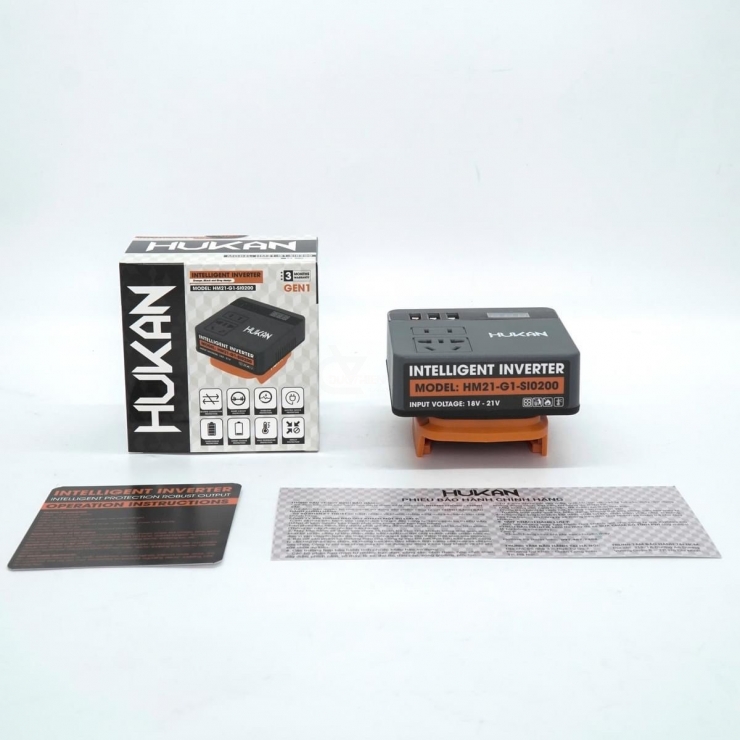 Bộ chuyển nguồn Pin Hukan HM21-G1-SI0200 ( DC 18-21V lên 220V )