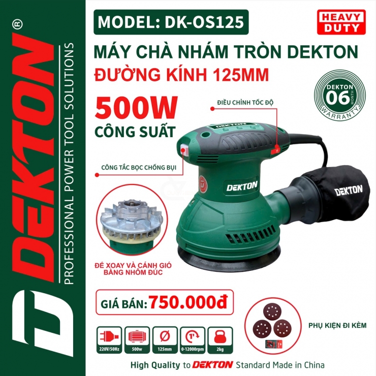 Máy chà nhám tròn Dekton DK-OS125 ( Xoay & Rung )