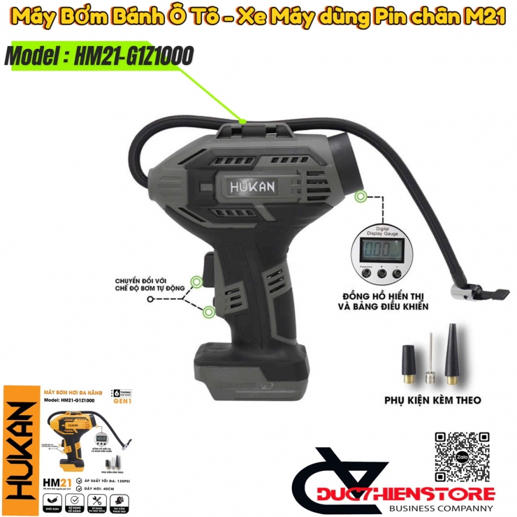 Thân máy bơm hơi dùng pin Hukan HK-Z1000