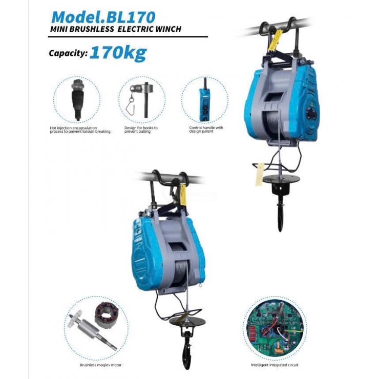 Máy tời treo không dây DOCDIDEA BL170 ( Brushless & Điều Khiển Từ Xa )
