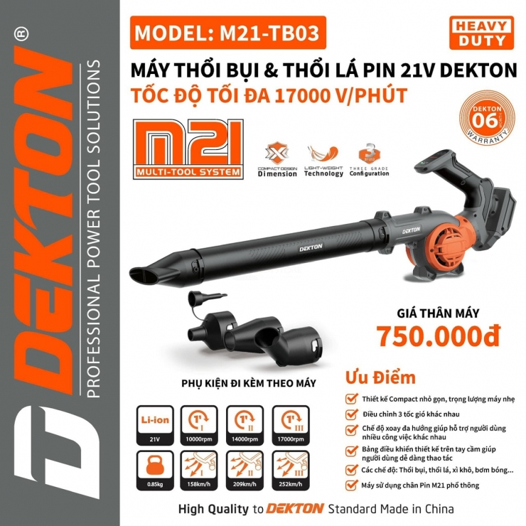 Máy thổi bụi dùng Pin 21V Dekton M21-TB03 