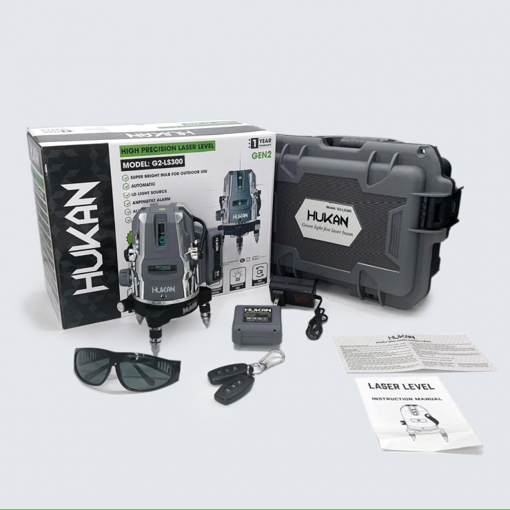 Máy cân bằng laser 5 tia  Hukan G2-LS300 ( Điều khiển xoay 360 độ )