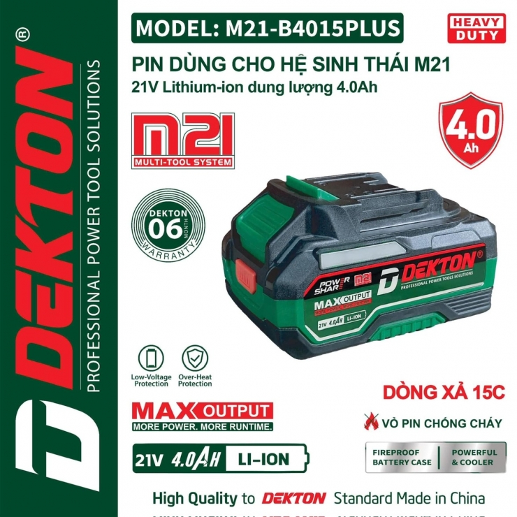 Pin Dekton M21-B4015TP dòng xả 15C