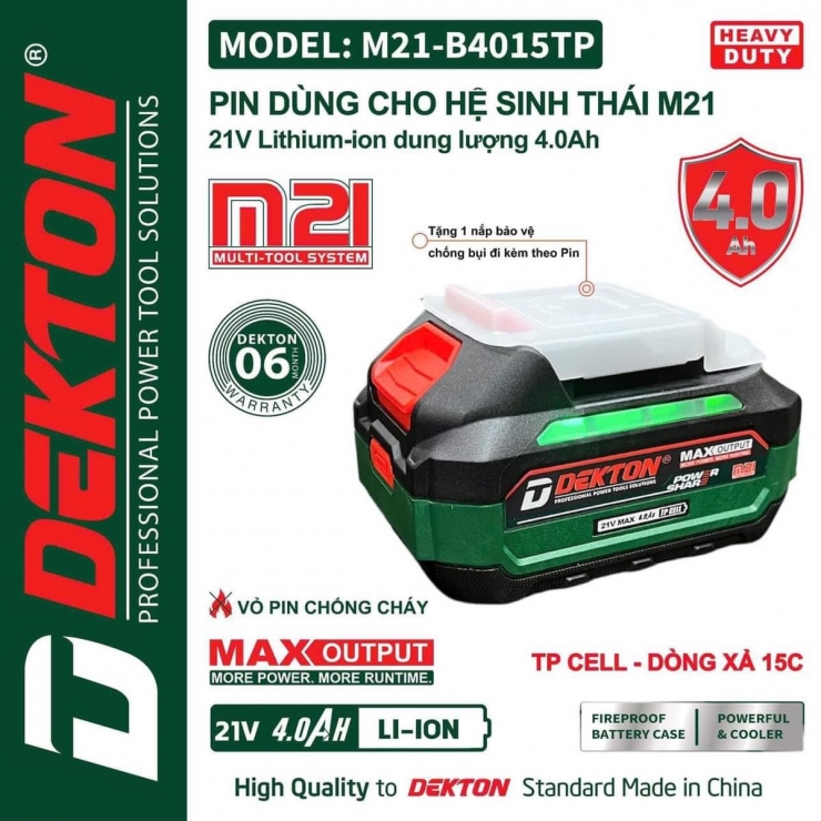 Pin EVE 4.0Ah Dekton M21-B4000EVE dòng xả 15C