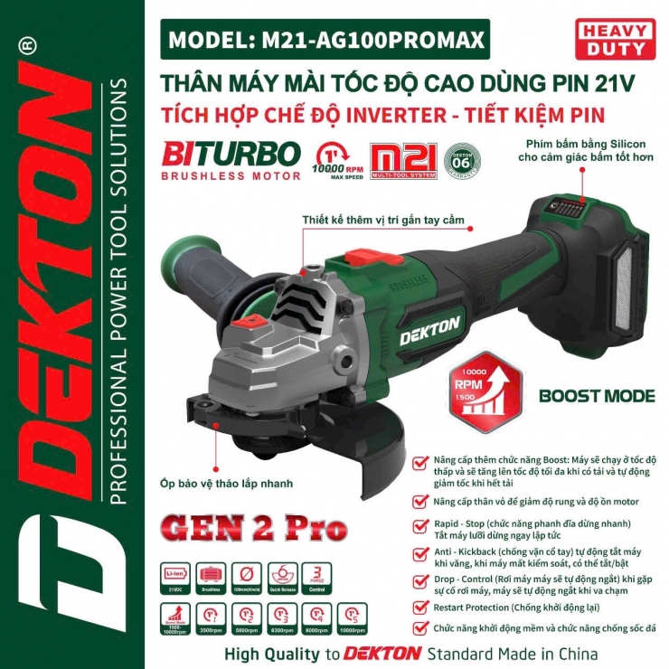 Máy Mài Pin Dekton M21-AG100PROMAX Inverter Thế Hệ 2