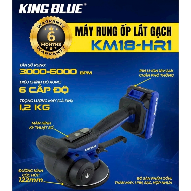 Máy rung lát gạch dùng Pin Kingblue KM18-HR1