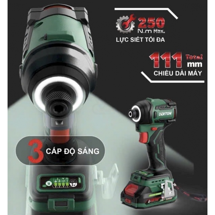 Máy bắn vít Pin 21V Dekton M21-CV250PRO Brushless  Gen3