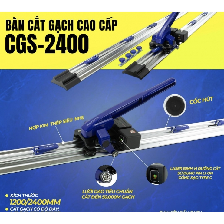 Bàn đẩy gạch Cao Cấp 2m4 KINGBLUE CGS- 2400 ( 2 x 1200mm )