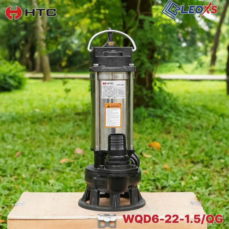 Máy bơm chìm INOX 1.5kW HTC WQD6-22-1.5-QG ( có lưỡi cắt rác )