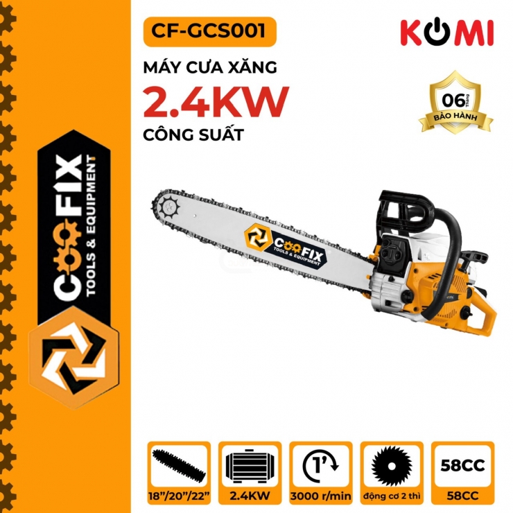 Máy cưa xích chạy xăng 58CC Coofix CF-GCS001 ( 18-20-22 Inch )