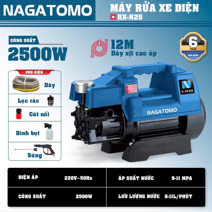 Máy rửa xe 2500W NAGATOMO RX-N25