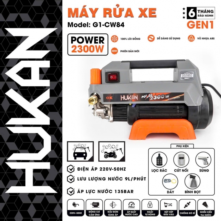 Máy rủa xe chỉnh áp 2300W Hukan G1-CW84