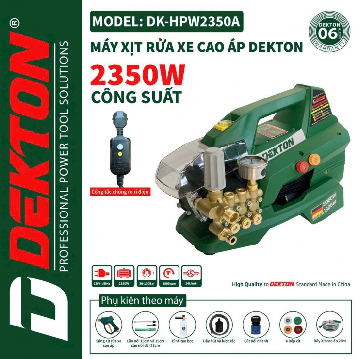 Máy rửa xe chuyên nghiệp 2350W Dekton DK-HPW2350AFR rulo - xe đẩy
